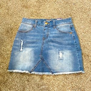 New!  Justice Distressed Washed Denim Mini Skirt/Shorts
